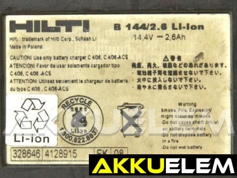 AKKUFELÚJÍTÁS Hilti B 144 / 2,6 Lithium Ion