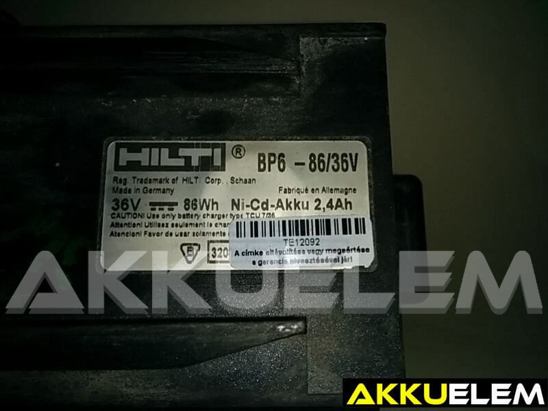 AKKUFELÚJÍTÁS Hilti BP6 - 86/36 36V 2,4Ah Ni-Cd 3.3Ah