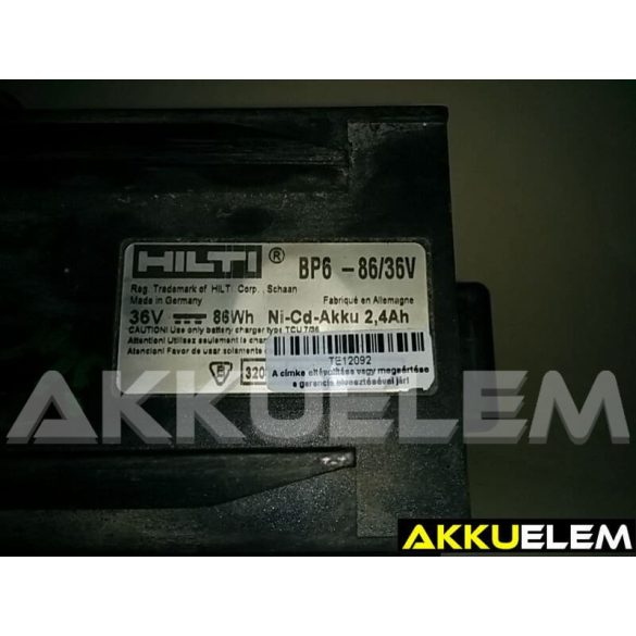 AKKUFELÚJÍTÁS Hilti BP6 - 86/36 36V 2,4Ah Ni-Cd 3.3Ah