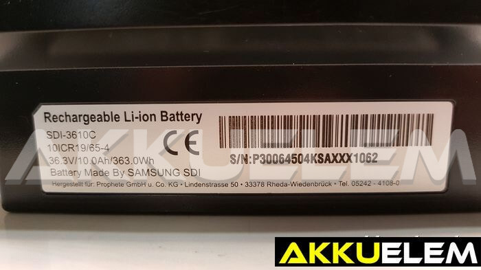 AKKUFELÚJÍTÁS Samsung kerékpár akkumulátor SDI-3610C, 36V 10Ah