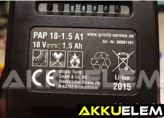 AKKUFELÚJÍTÁS PAP 18-1.5 A1 Li-Ion akku, 18V 2Ah