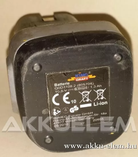 AKKUFELÚJÍTÁS King Craft QOD1208 10.8V 1.3Ah