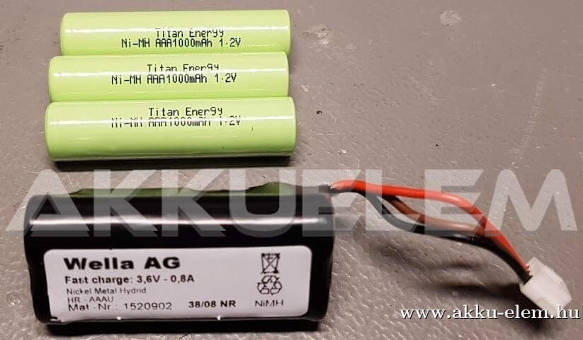 AKKUFELÚJÍTÁS Wella AG, 1520902, 3808NR, 3.6V 1000mAh