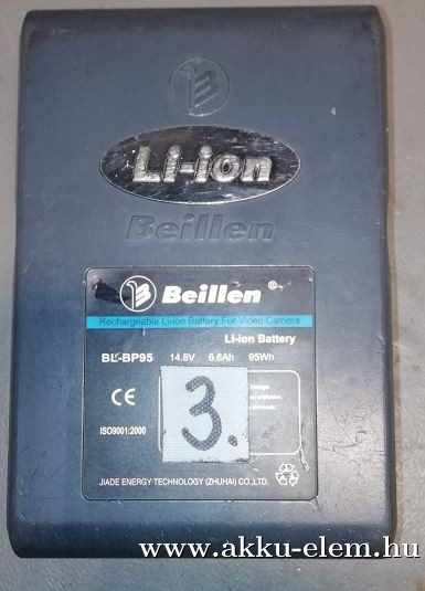 AKKUFELÚJÍTÁS BEILLEN, BL-BP95, Kamera akku, 14.8V 6.6Ah, (10.4Ah)