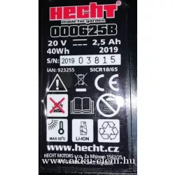AKKUFELÚJÍTÁS HECHT 20V 2.5Ah Fűnyíró akku