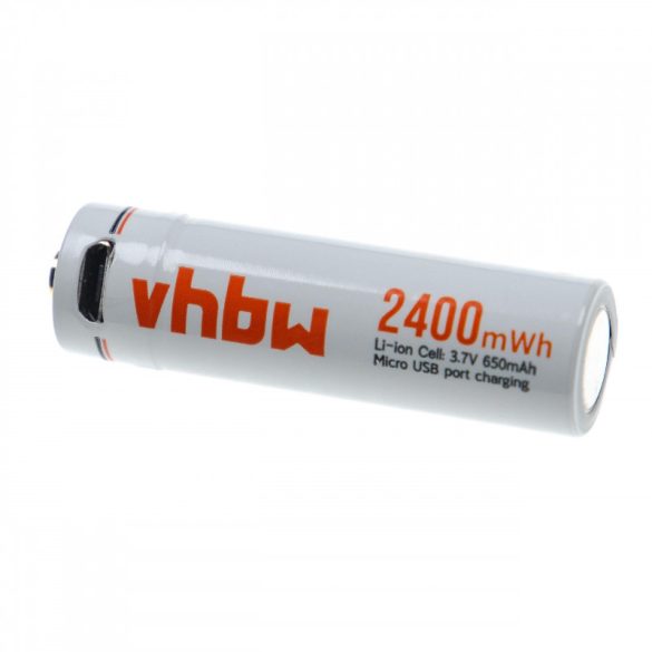 AA cella microUSB csatlakozó 650mAh Li-ion utángyártott akkumulátor