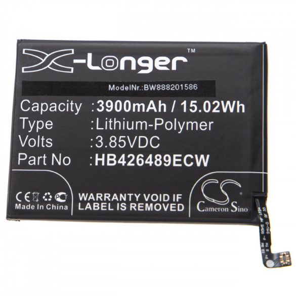 Huawei Honor V20, HB426489ECW 3900mAh utángyártott akkumulátor