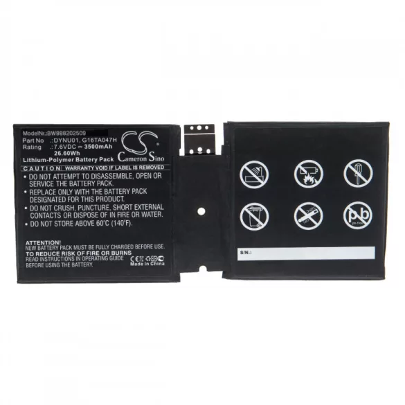 Microsoft Surface Go 2 3500mAh utángyártott akkumulátor - VHBW