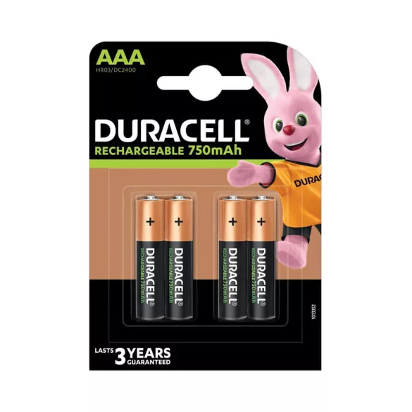 Duracell AAA 750mAh NiMH akku 4db/csomag (ár/csomag)