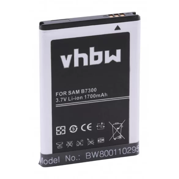 Samsung B7330 Omnia Pro, GT-i5800 1700mAh utángyártott akkumulátor - VHBW
