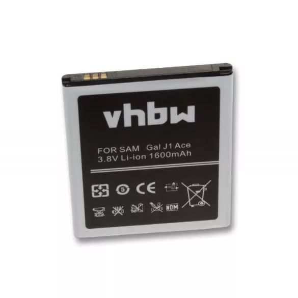 Samsung Galaxy J1, SM-J110 1600mAh utángyártott akkumulátor - VHBW