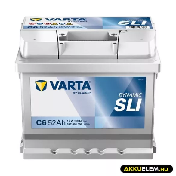 52Ah VARTA Dynamic C6 akkumulátor JOBB+ (552 401 052)