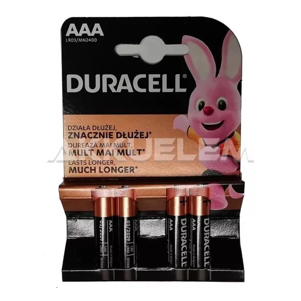 Duracell Basic LR03 AAA alkáli mikro elem MN2400 4db/csomag (ár/csomag)