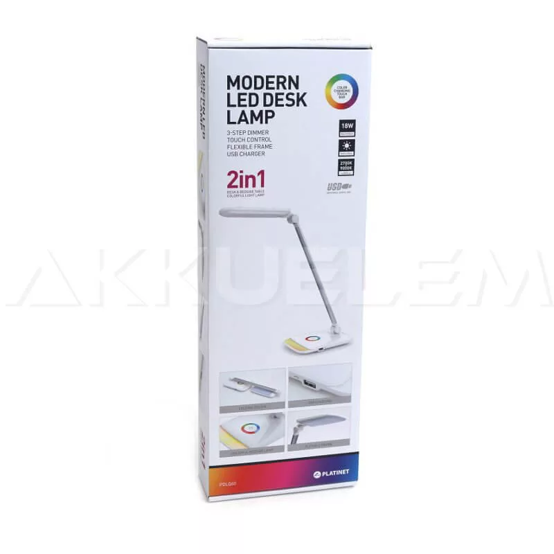 LED asztali lámpa Platinet 12w USB tölt 150cm dimm