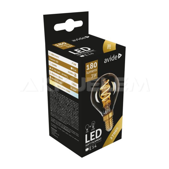 Avide Dekor Soft Filament Kisgömb E14 3W 180lm függőleges spirál LED-izzó