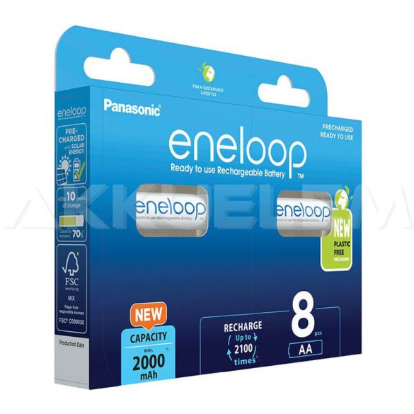 Eneloop AA 2000mAh NiMh akku (8db/csomag ár/db) fehér