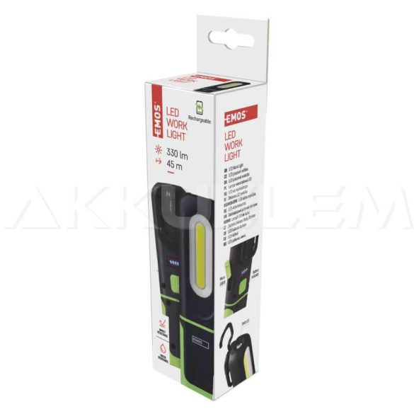 P4537 COB LED 330lm szerelőlmpa 1200mAh tölthető Li-ion akkuval