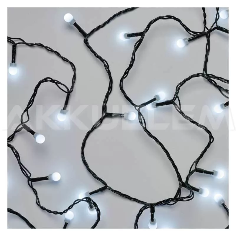 Karácsonyi füzér CHERRY 200 LED fehér 8 mode 20+5m IP44 230V adapterrel beltéri