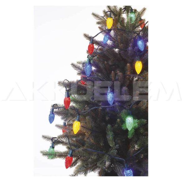 Karácsonyi fényfüzér színes toboz 50LED 8 mód 9,8+5 m IP44 230V kül- és beltéri