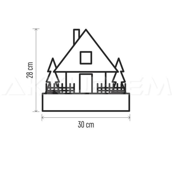 Karácsonyi házikó fából fehér 5 LED 30x28cm IP20 időzítővel 2xAA beltéri