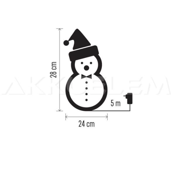 Karácsonyi hóember SNOWMAN 30 led 24x28cm IP44 időzítővel 230V kül- és beltéri