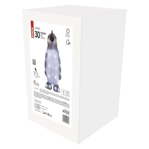 Karácsonyi pingvin PENGUIN 30 LED 20x35cm IP44 időzítővel 230V kül- és beltéri