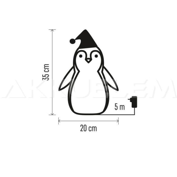 Karácsonyi pingvin PENGUIN 30 LED 20x35cm IP44 időzítővel 230V kül- és beltéri