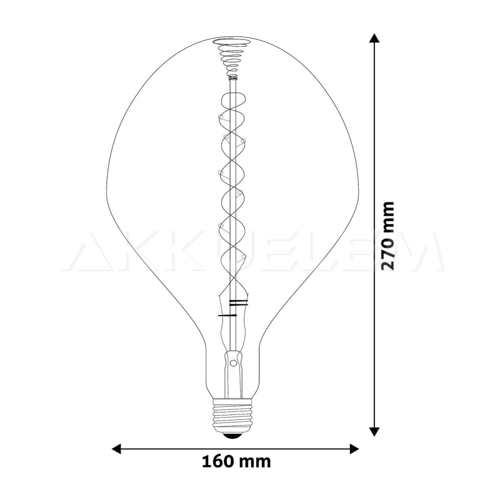 Avide Jumbo Filament E27 LED 8W Akashi 160*270mm Smoky 2400K dimm