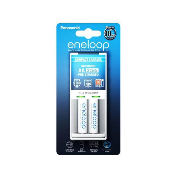 Eneloop BQ-CC50 NiMH akkutöltő 2xAA 2000mAh akkuval