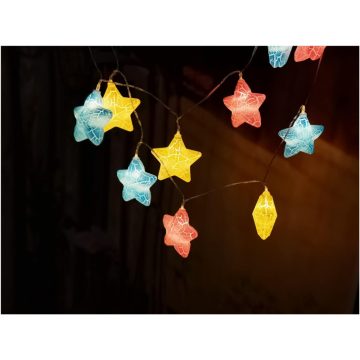  Karácsonyi beltéri füzér színes csillagok 1,65m (2AA elemes) ENTAC