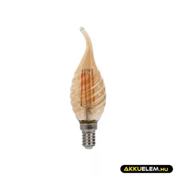 V-TAC E14 4W 2200K 350lm filament csavart bordás gyertyaláng A+ SKU7116