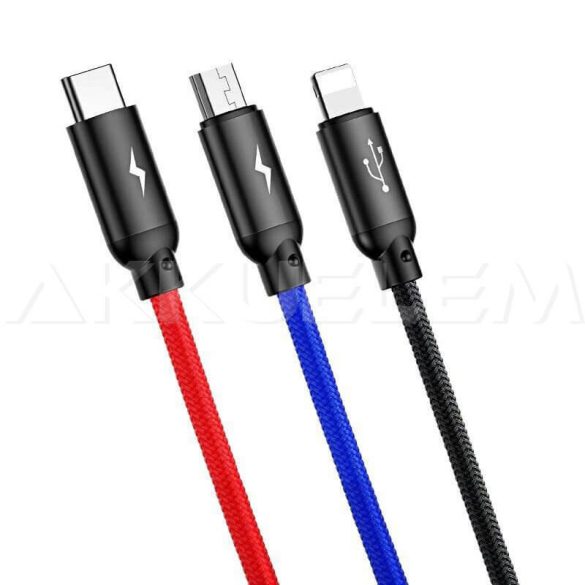 Baseus USB / USB-C / Lightning / microUSB 3in1 kábel USB 3,5A 1,2m