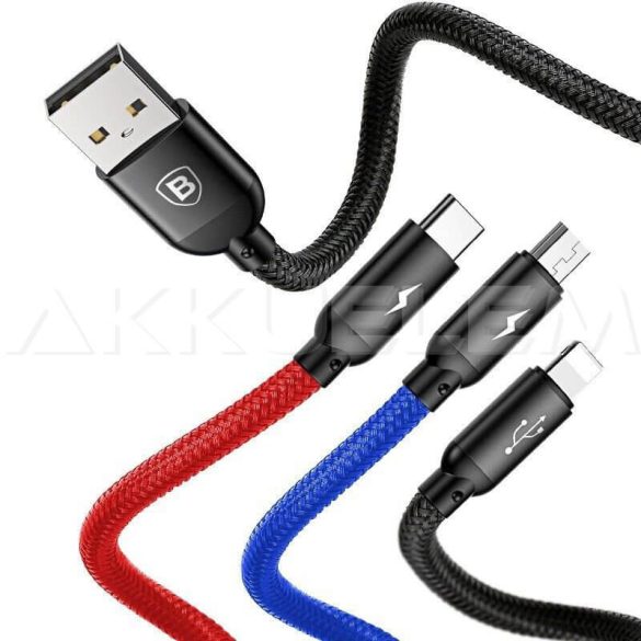 Baseus USB / USB-C / Lightning / microUSB 3in1 kábel USB 3,5A 1,2m