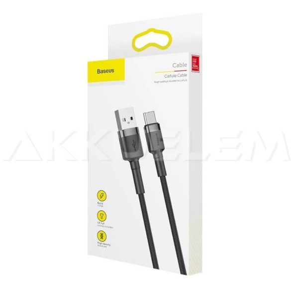 Baseus USB/USB-C kábel 3A 3m fekete textil