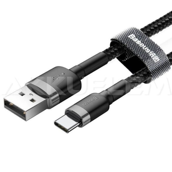 Baseus USB/USB-C kábel 3A 3m fekete textil