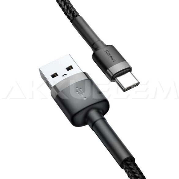 Baseus USB/USB-C kábel 3A 3m fekete textil