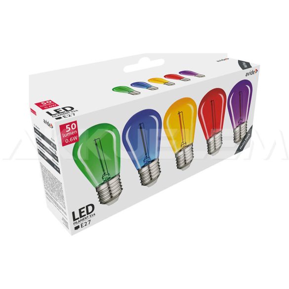 Avide Dekor LED Filament fényforrás 0.6W E27 (Zöld/Kék/Sárga/Piros/Lila)