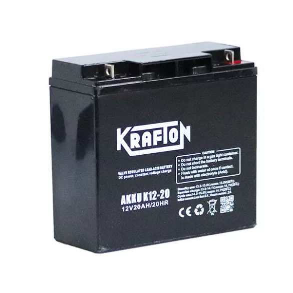 Krafton KC12-20 12V 20Ah (20hr) zselés akkumulátor ciklikus sarus