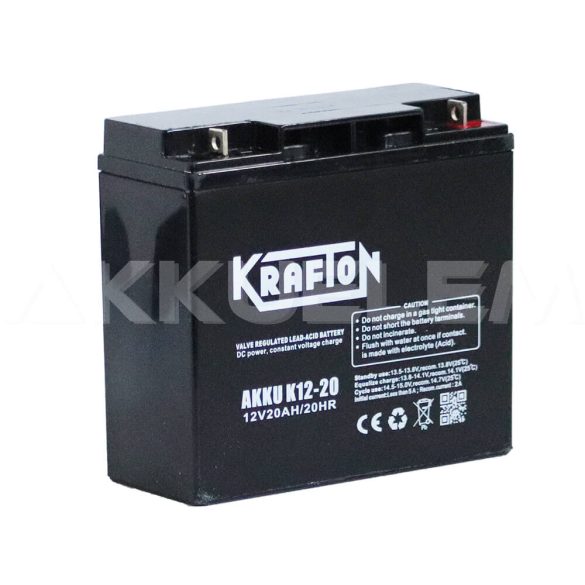 Krafton KC12-20 12V 20Ah (20hr) zselés akkumulátor ciklikus sarus