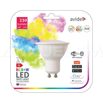   Avide GU10 LED SPOT LIGHT 4.9W Wifi+ bluetooth APP Dimm 230lm RGB