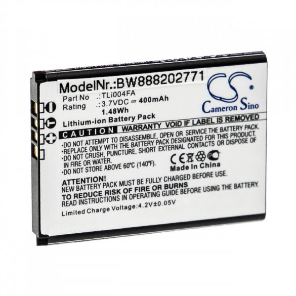 Utángyártott mobiltelefon akkumulátor Alcatel TLi004FA 400mAh 3.7V Li-ion