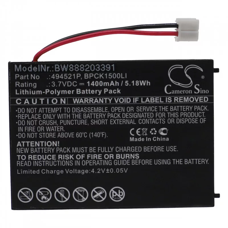 Utángyártott Audioline 494521P BPCK1500LI 1400mAh 3.7V Li-po babafigyelő akkumulátor