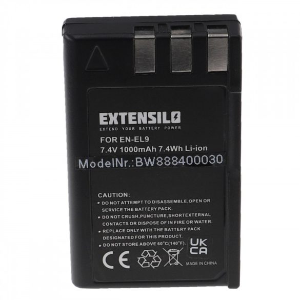 Utángyártott Nikon EN-EL9 1000mAh 7.4V Li-ion kamera akkumulátor