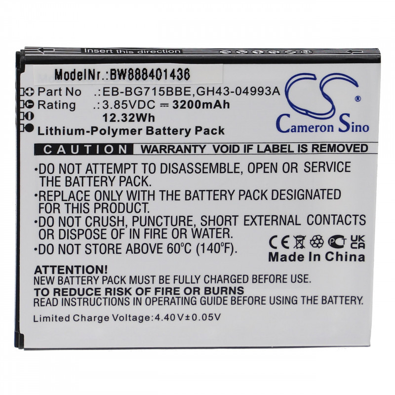   Utángyártott mobiltelefon akkumulátor Samsung EB-BG715BBE GH43-04993A 3200mAh 3.85V Li-polymer