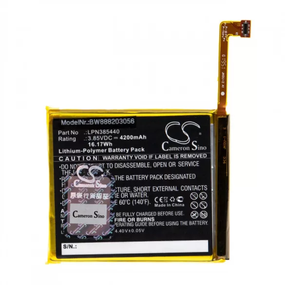 Utángyártott mobiltelefon akkumulátor Crosscall LPN385440 4200mAh 3.85V Li-polymer - VHBW