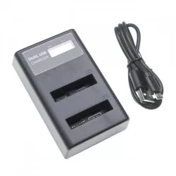   Két csatornás utángyártott akkutöltő (Micro USB / Type C) Canon akkuhoz NB-6L LCD kijelzővel