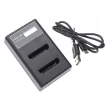 Két csatornás utángyártott akkutöltő (Micro USB / Type C) Olympus akkukhoz Li-40B LCD kijelzővel - VHBW