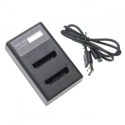   Két csatornás utángyártott akkutöltő (Micro USB / Type C) Olympus akkukhoz Li-40B LCD kijelzővel