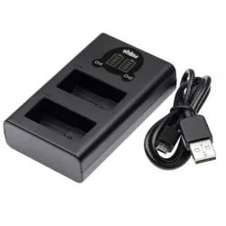   Két csatornás utángyártott akkutöltő USB akkutöltő Panasonic akkukhoz DMW-BLC12