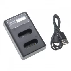   Két csatornás utángyártott akkutöltő (Micro USB / Type C) Sony akkuhoz NP-BX1 LCD kijelzővel